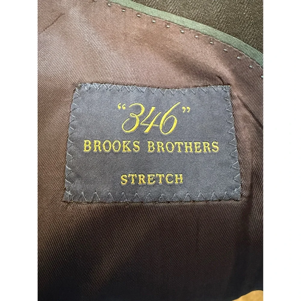 Brooks Brothers 346 Blazer Mens 40L Navy Blue Wool‎ Stretch Herringbone